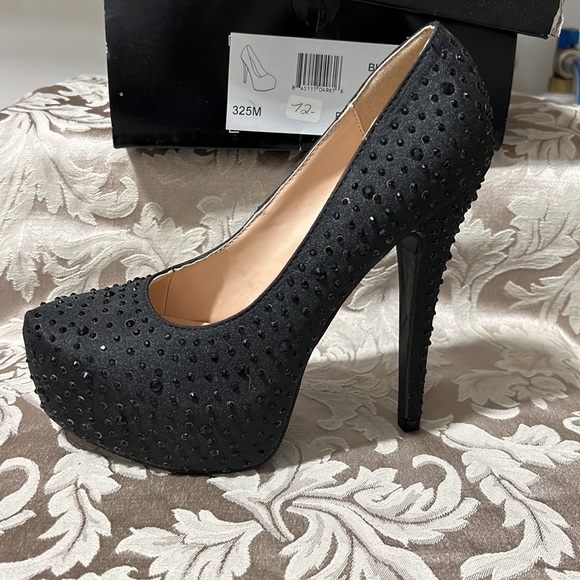 Sizzle coloriffics platform  stilettos black w  stones - Picture 8 of 9